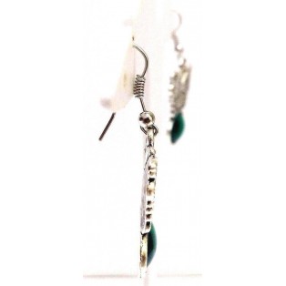DARK GREEN BUTTERFLY Silver Oxidized Earring Hook Dangle Drop Fashion Novelty